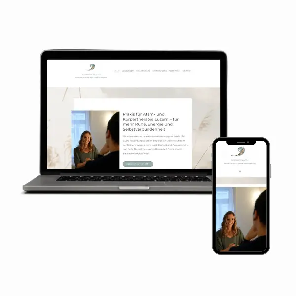 Laptop mit von mir erstellten Website Faszination Atem