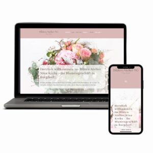 Laptop mit von mir erstellten Website Blütenatelier Burgdorf