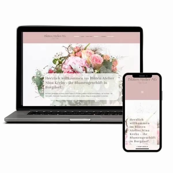 Laptop mit Website Bluetenatelier