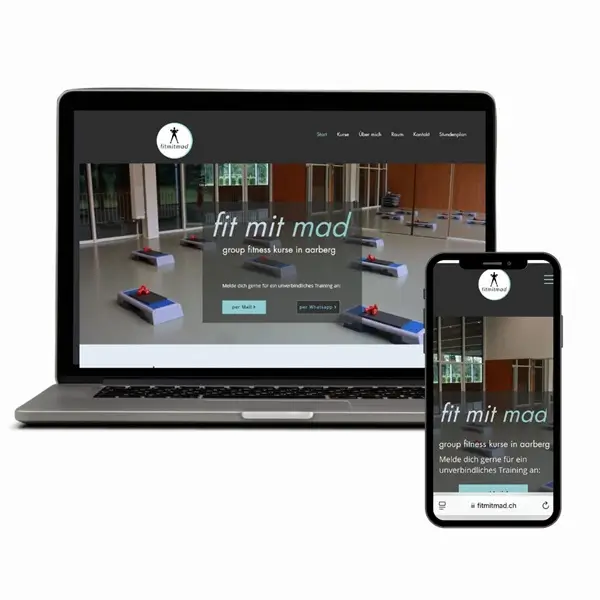 Laptop mit von mir erstellten Website Fit mit Mad