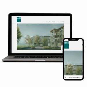 Laptop mit von mir erstellten Website Hänzi Bauleitungen GmbH