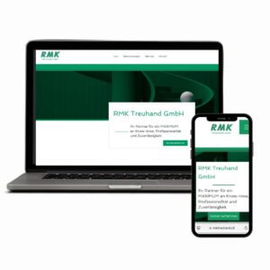 Laptop mit von mir erstellten Website RMK Treuhand GmbH